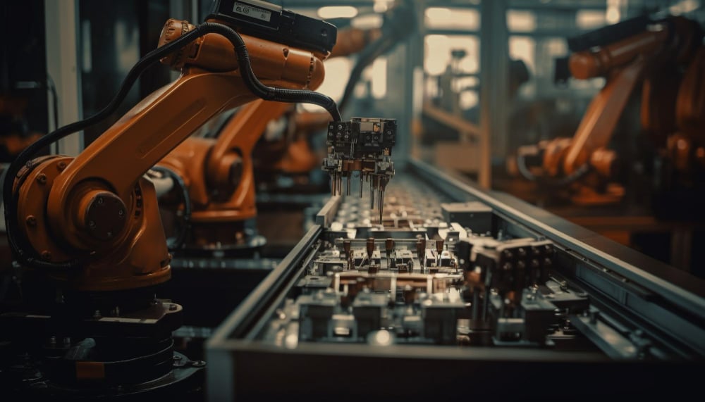 Industrial robotic automation on a production line
