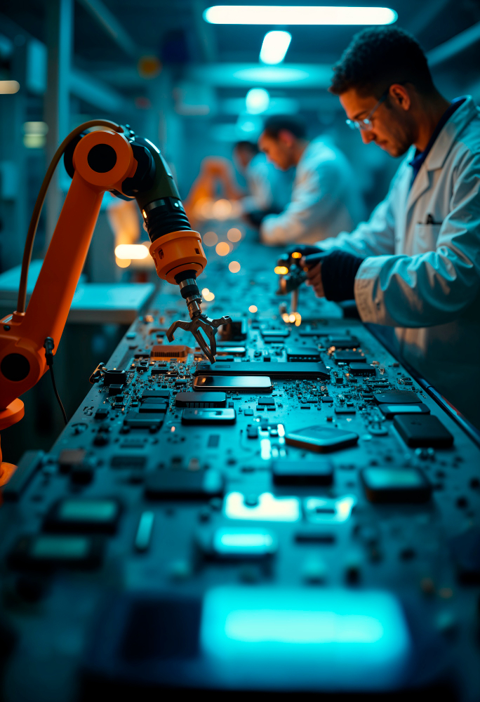 Engineer working with industrial control systems
